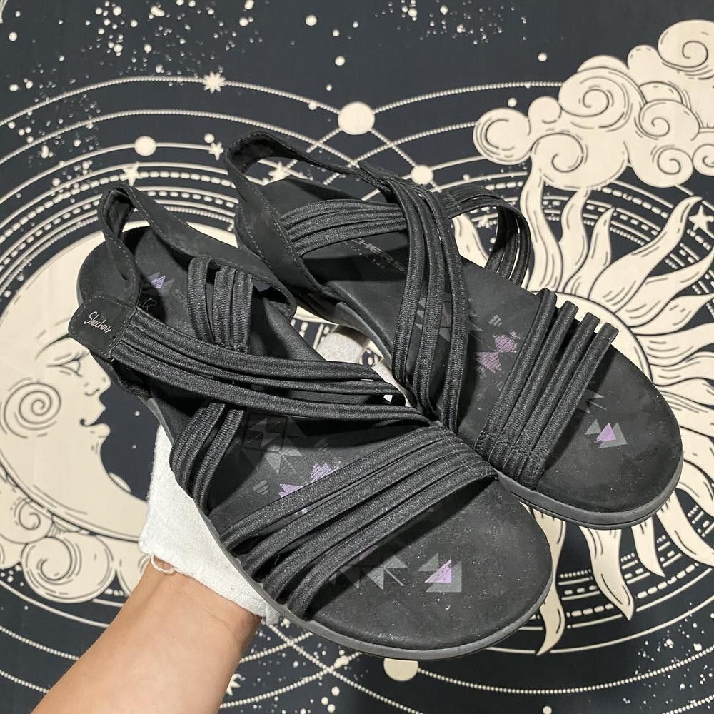 Skechers Reggae Slim Sunnyside 2.0 Strappy Sandal Womens Black Synthetic Footbed